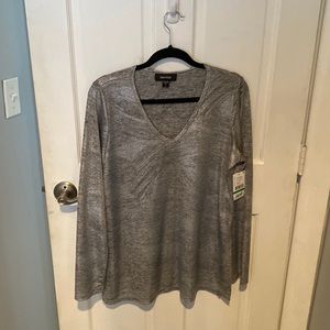 Karen Kane metallic silver top